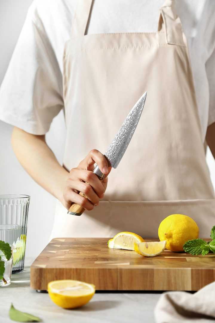 Cuchillo Utilitario Xinzuo Acero Damasco Mango Olivo